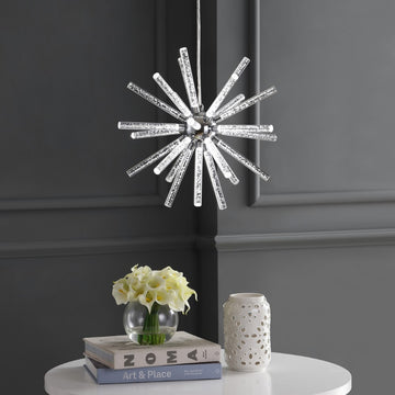 Soyuz 19.5" Adjustable Integrated LED Starburst Metal/Acrylic Pendant - JONATHAN Y